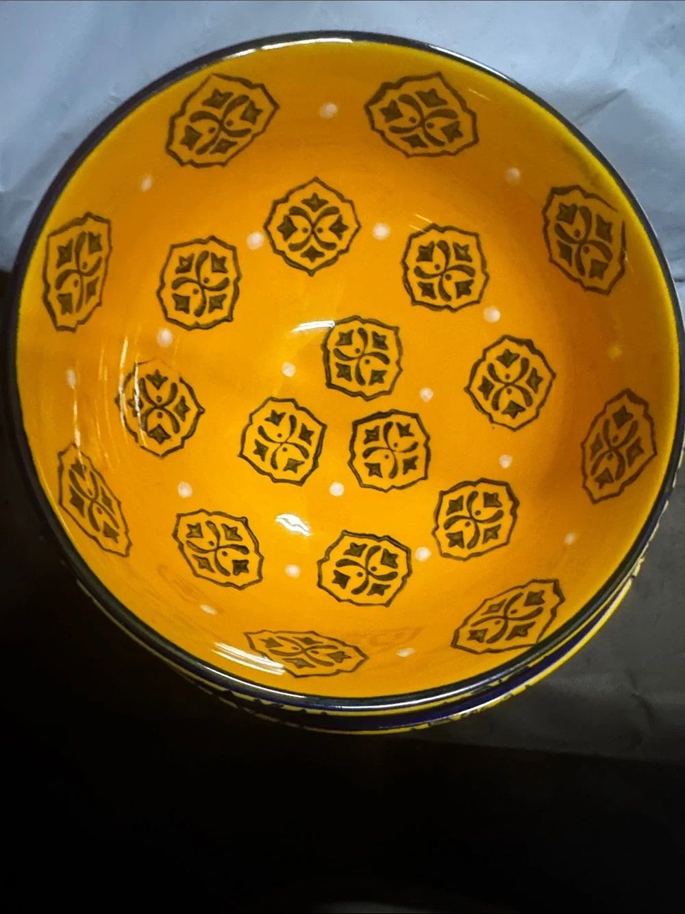 SIGNATURE HOUSEWARES INC Ceramic Decorative  Cereal Bowls,Yellow/Blue, set of 2